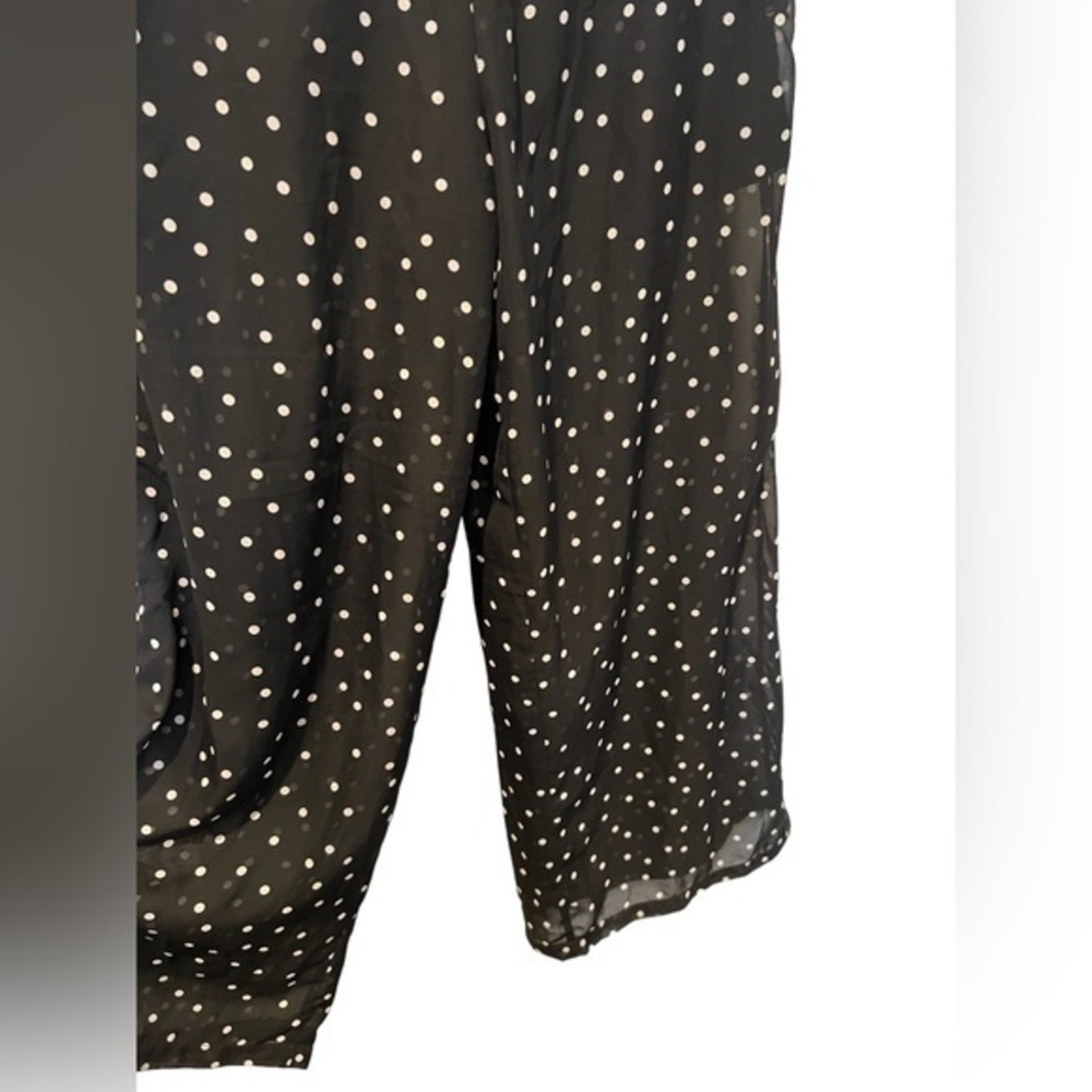 Black and white polka dot shear wide leg pants - Picture 3 of 6